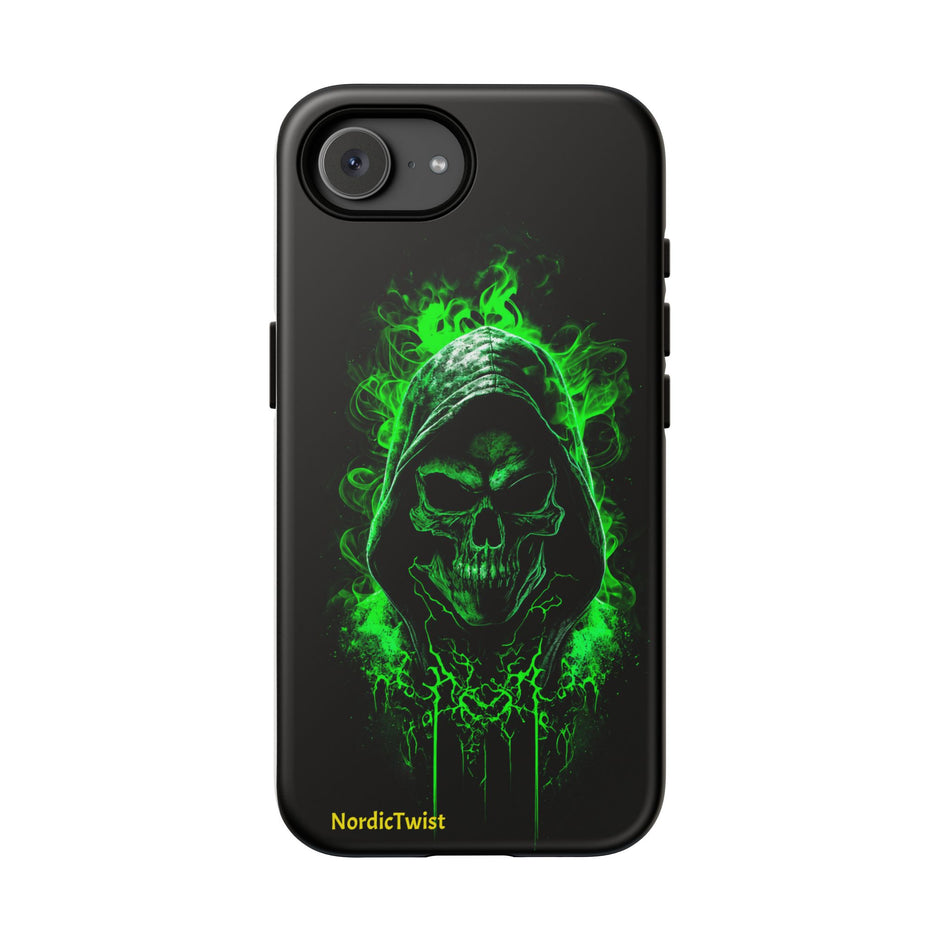 Tough Phone Case – Green Grim Reaper Skull Gothic Design