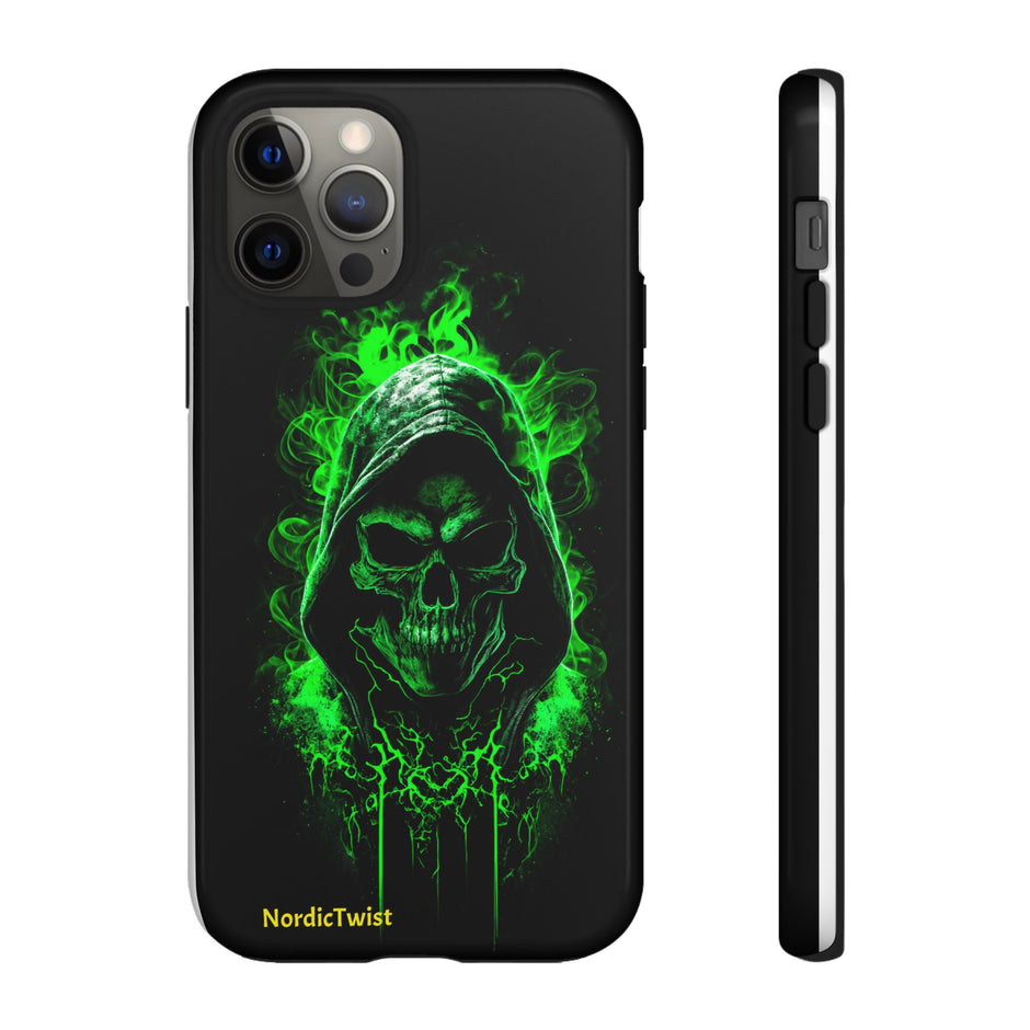 Tough Phone Case – Green Grim Reaper Skull Gothic Design