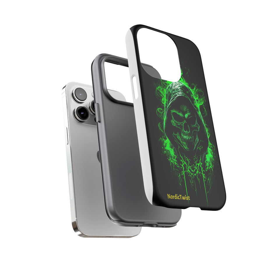 Tough Phone Case – Green Grim Reaper Skull Gothic Design
