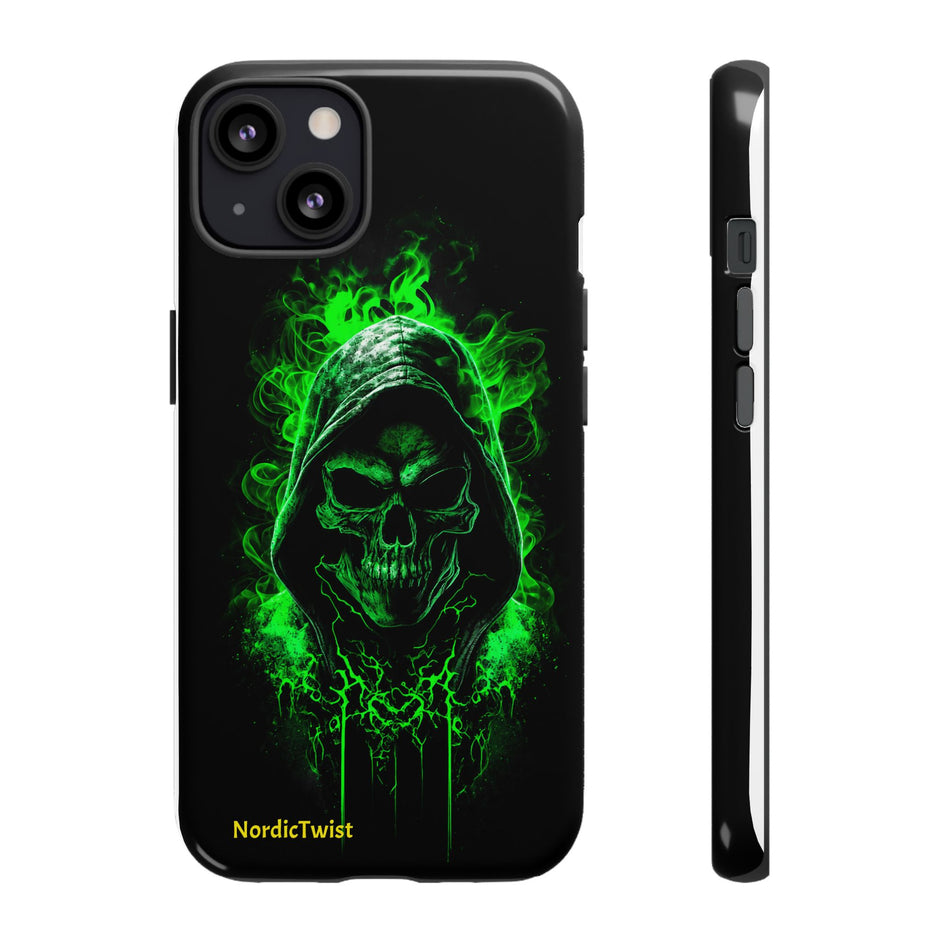 Tough Phone Case – Green Grim Reaper Skull Gothic Design
