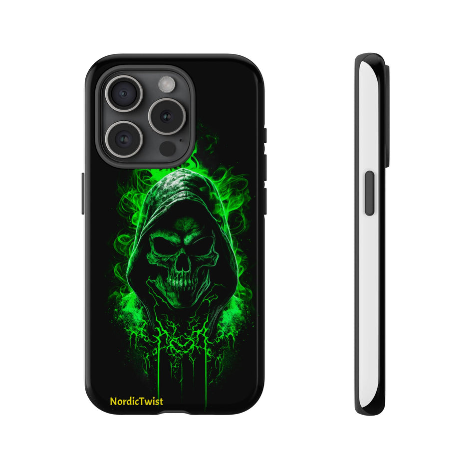 Tough Phone Case – Green Grim Reaper Skull Gothic Design
