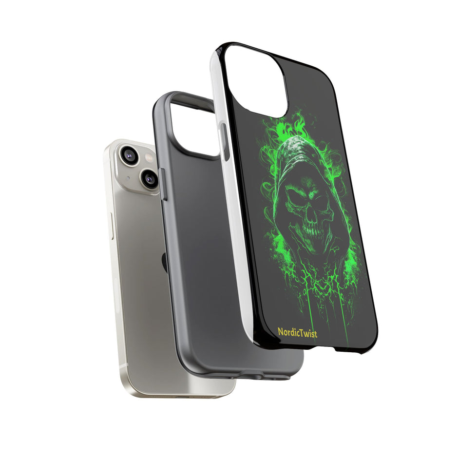 Tough Phone Case – Green Grim Reaper Skull Gothic Design