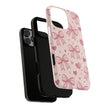 Pink Bow & Hearts Tough Phone Case — Cute Floral Ribbon iPhone Cover