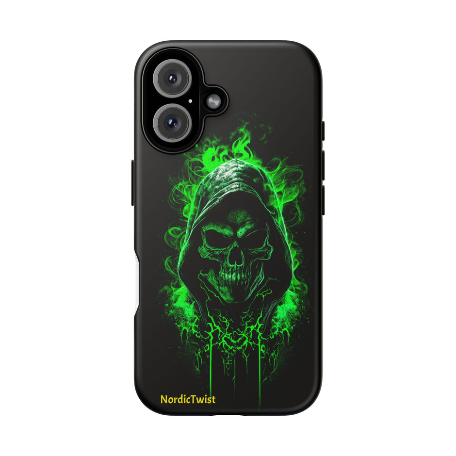 Tough Phone Case – Green Grim Reaper Skull Gothic Design