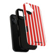 Striped Tough Phone Case - Durable Protection with Stylish Red & White Design