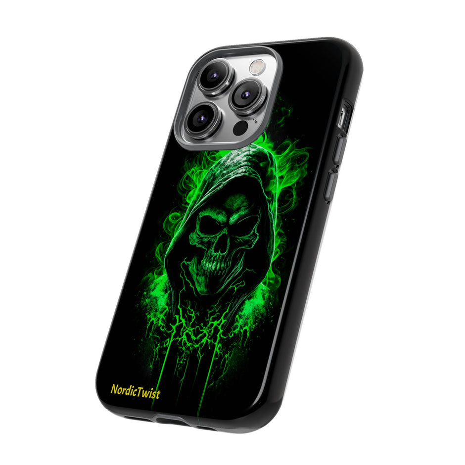 Tough Phone Case – Green Grim Reaper Skull Gothic Design