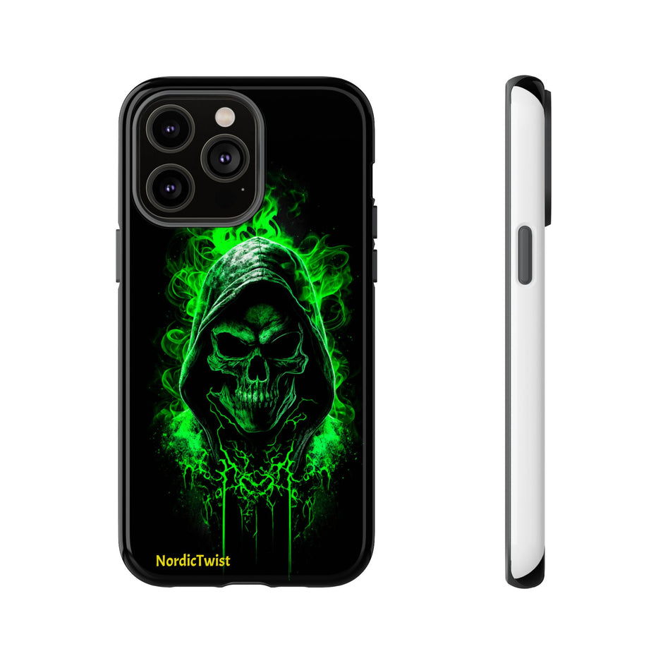 Tough Phone Case – Green Grim Reaper Skull Gothic Design