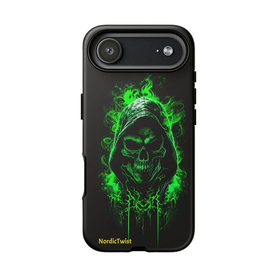 Tough Phone Case – Green Grim Reaper Skull Gothic Design