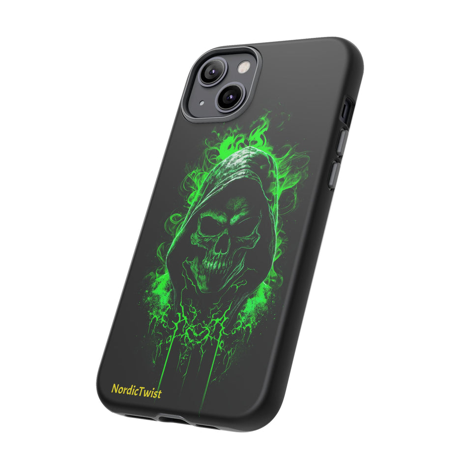 Tough Phone Case – Green Grim Reaper Skull Gothic Design