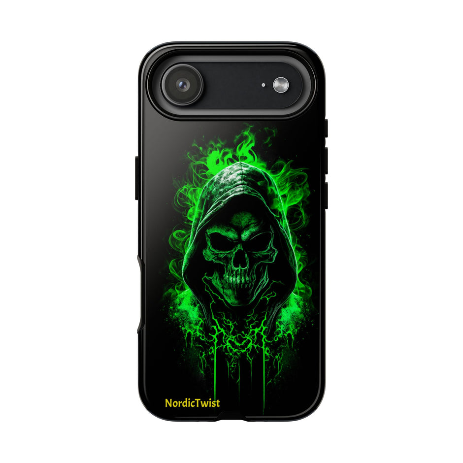 Tough Phone Case – Green Grim Reaper Skull Gothic Design