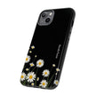 Daisy Floral Tough Phone Case – Protective Black Phone Cover with White Daisies