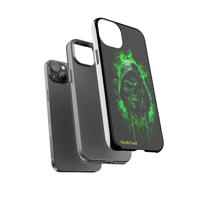 Tough Phone Case – Green Grim Reaper Skull Gothic Design