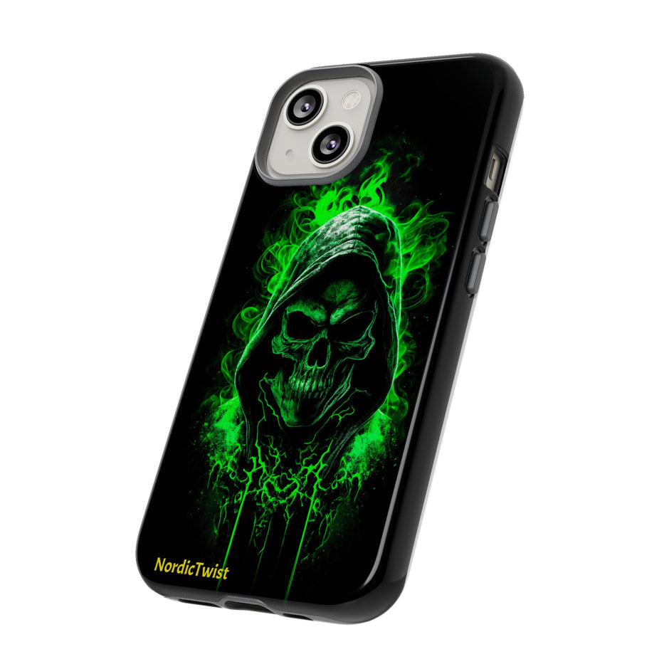 Tough Phone Case – Green Grim Reaper Skull Gothic Design