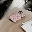 Pink Bow & Hearts Tough Phone Case — Cute Floral Ribbon iPhone Cover