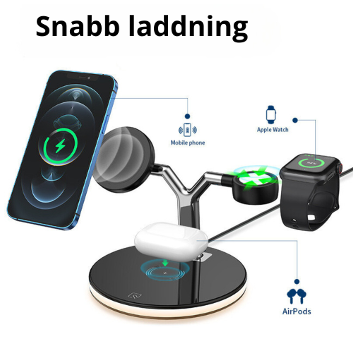 3-i-1 magnetisk trådlös laddare