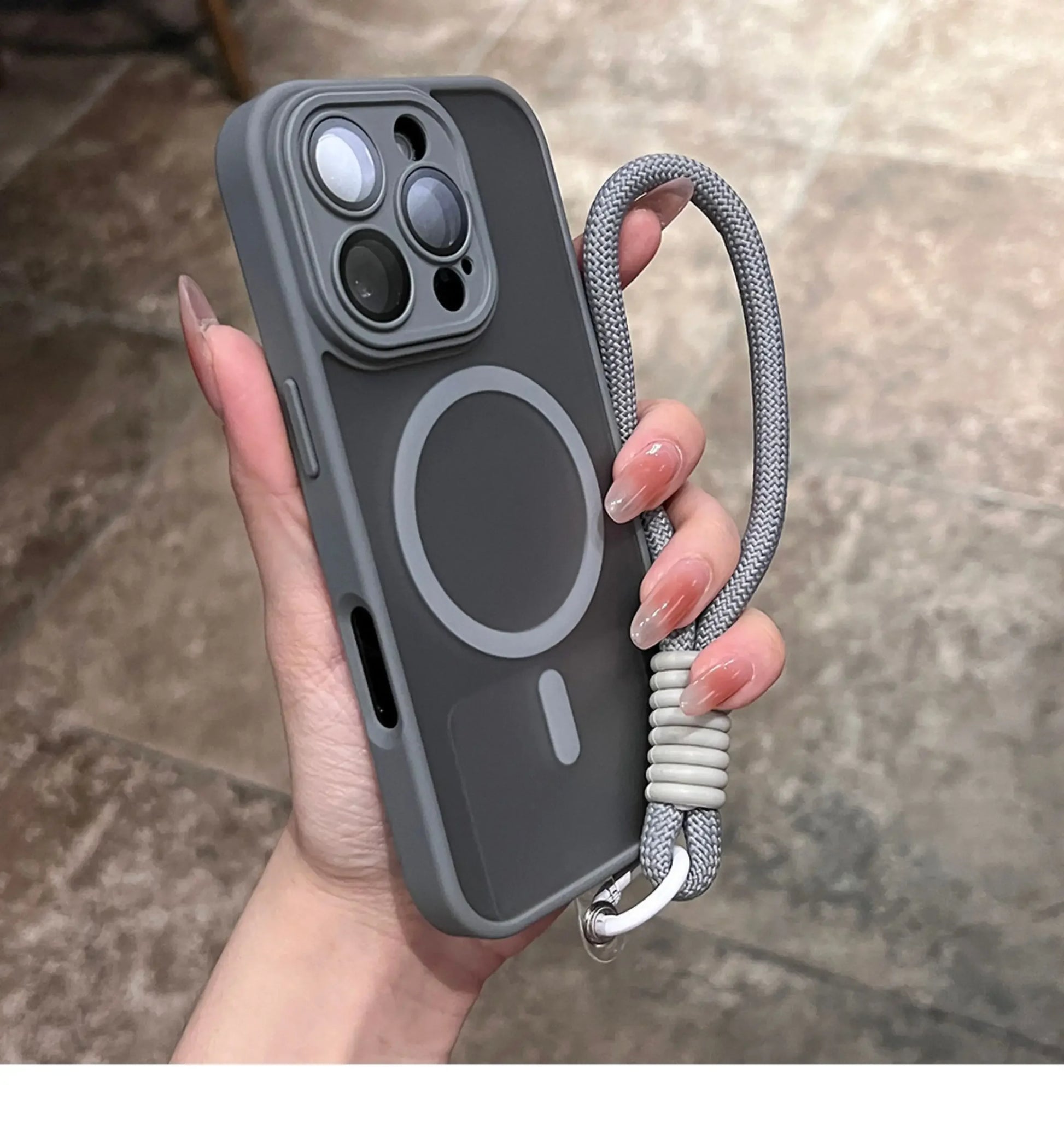 Clear Matte Magnetic Case For IPhone 16 14 13 Mini 15 12 11 Pro Max Plus Lanyard Wrist Strap Magsafe Shockproof Bumper Cover