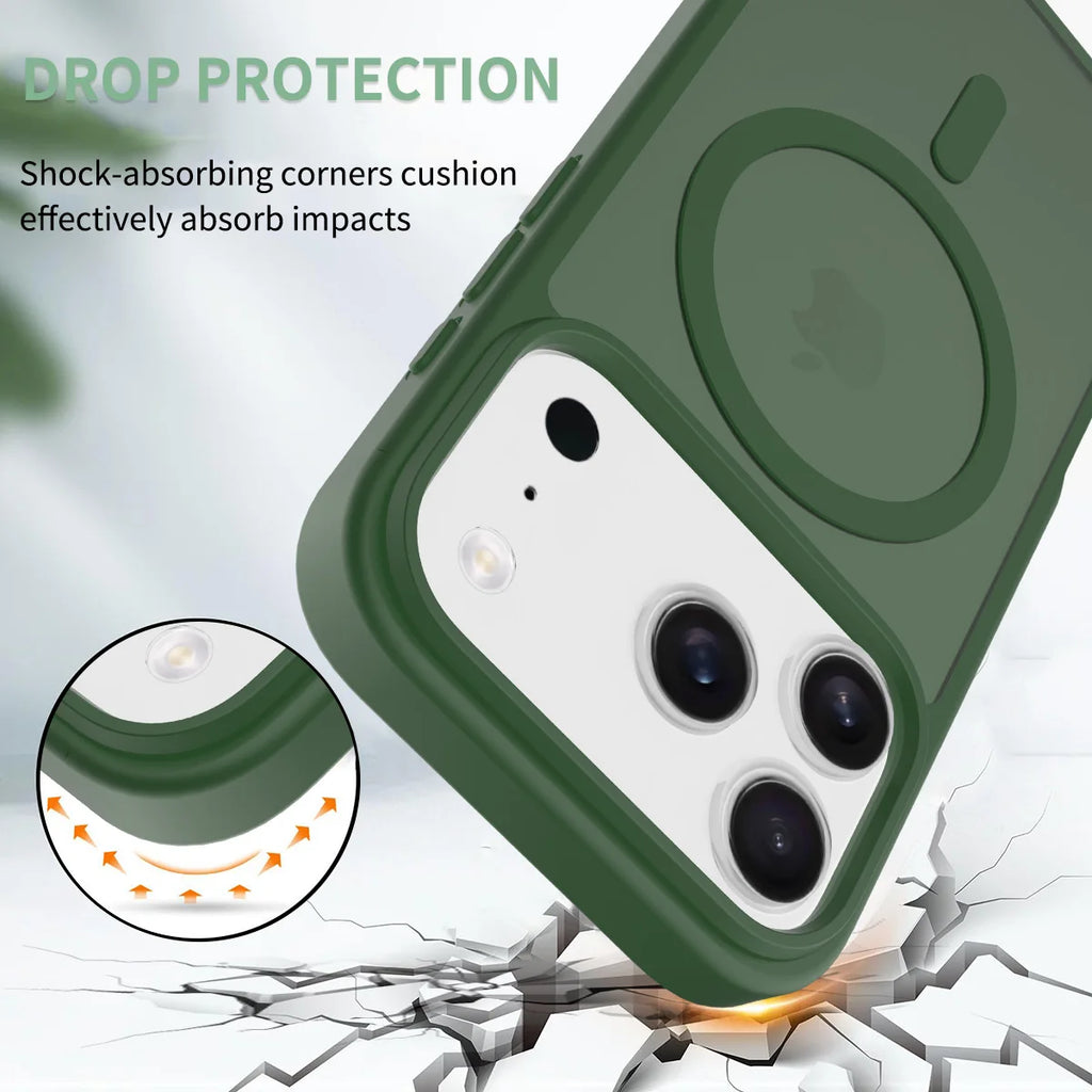 Magnetic Case For iPhone 17 Air 15 14 13 12 11 16 Pro Max Plus For Magsafe Wireless Charging Matte Translucent Hard Armor Cover