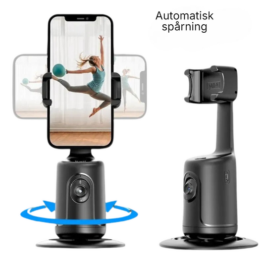 360 Auto Face Tracking Gimbal, AI Smart Gimbal med ansiktsspårning och automatisk mobilhållare för smartphone. Videoinspelning, vlogg, livesändning och stabilisatorstativ.